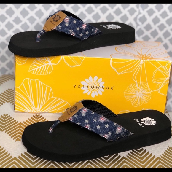 yellow box flip flops dillard's